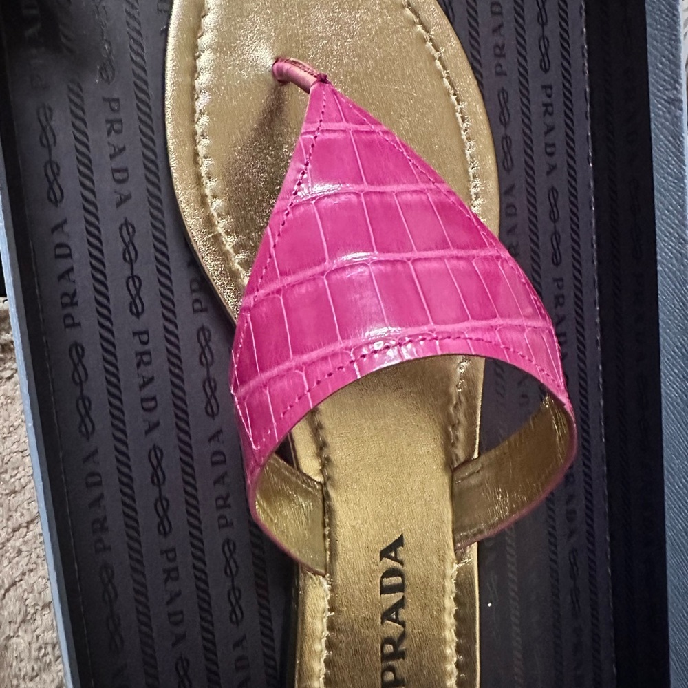 Prada Fuchsia and Gold Sandals